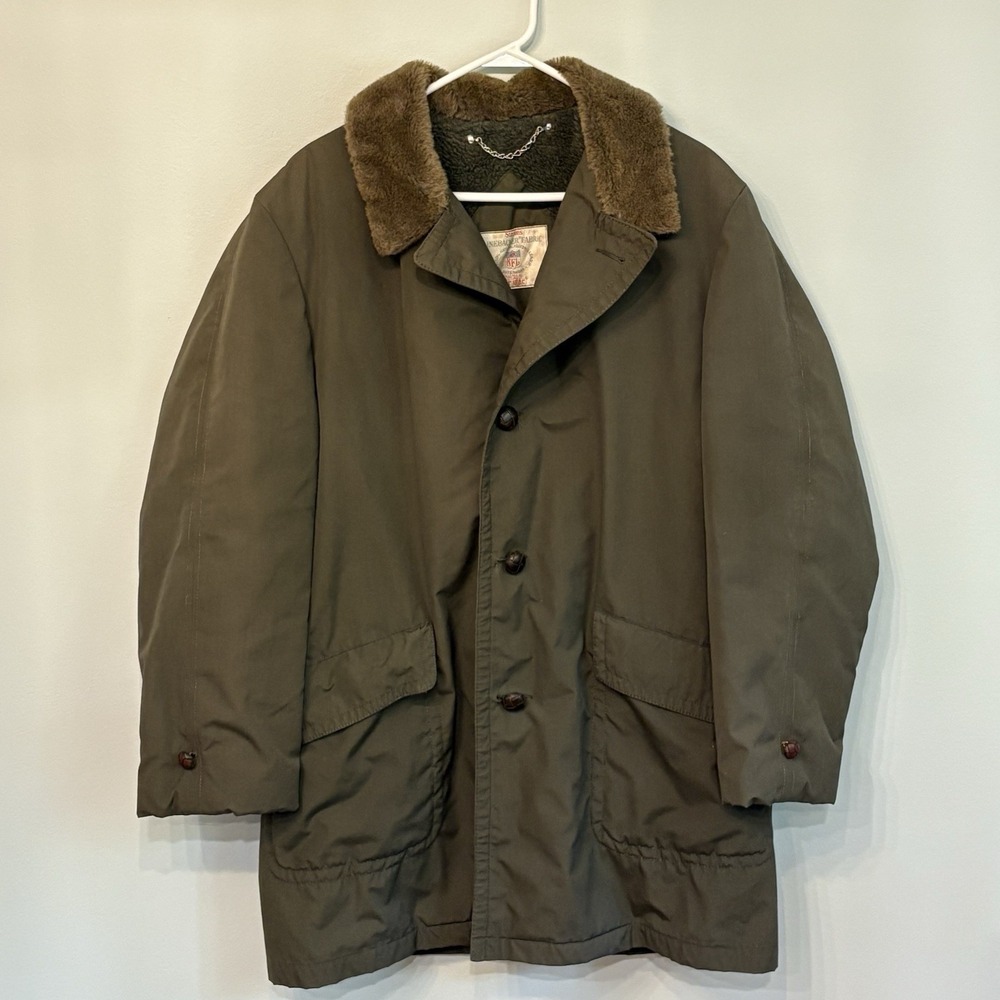 Vintage National Football league tailored by‎ Sir Jac Coat Dark Green Lined XXL.